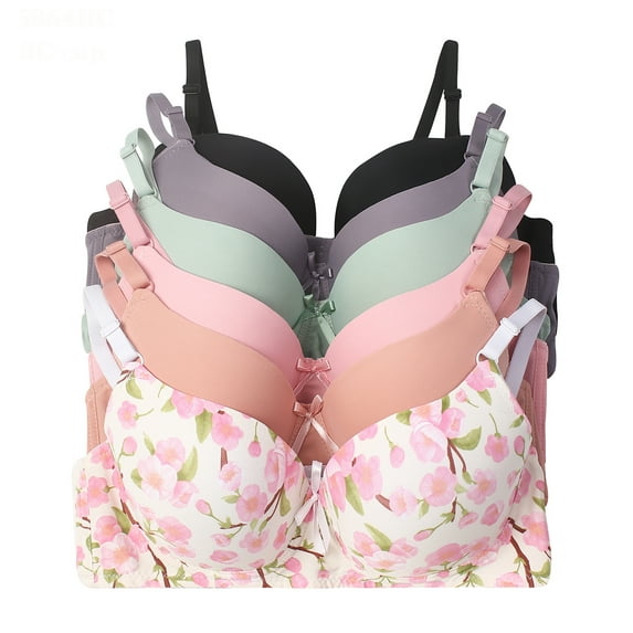 6 Pieces Full Cup Basic Plain Lace Gentle Push Up Pushup B/C Bra (38C)