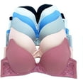 thumbnail image 1 of 6 Pieces Full Cup Embroidery Demi Plain/Lace Push Up Bra B C Cup (38B), 1 of 2