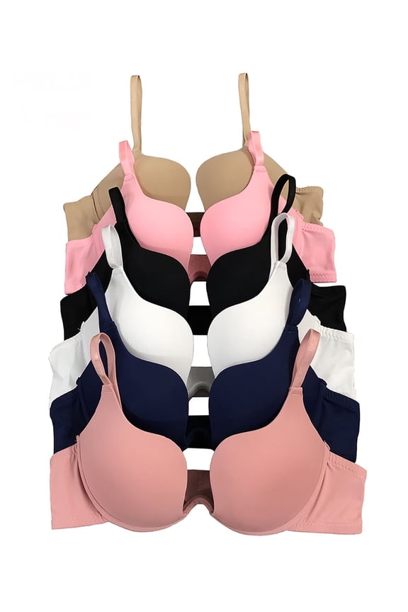 6 Pieces Full Cup Lace Gentle Push Up Pushup B/C Bra (42C)