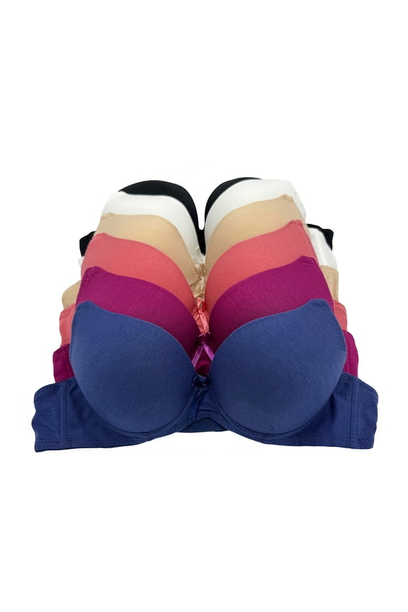 6 Pieces Full Cup Lace Women Gentle Push Up Pushup Bra B/C Bras (40C)