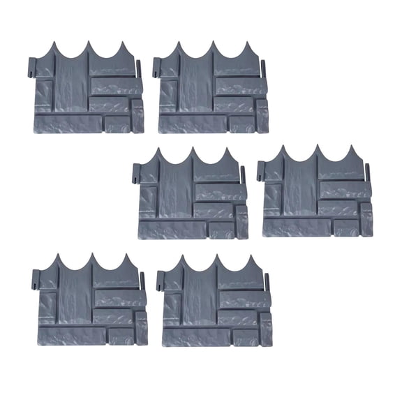 6 Pieces Garden Imitation Stone Fence Detachable for Flower Bed Grey