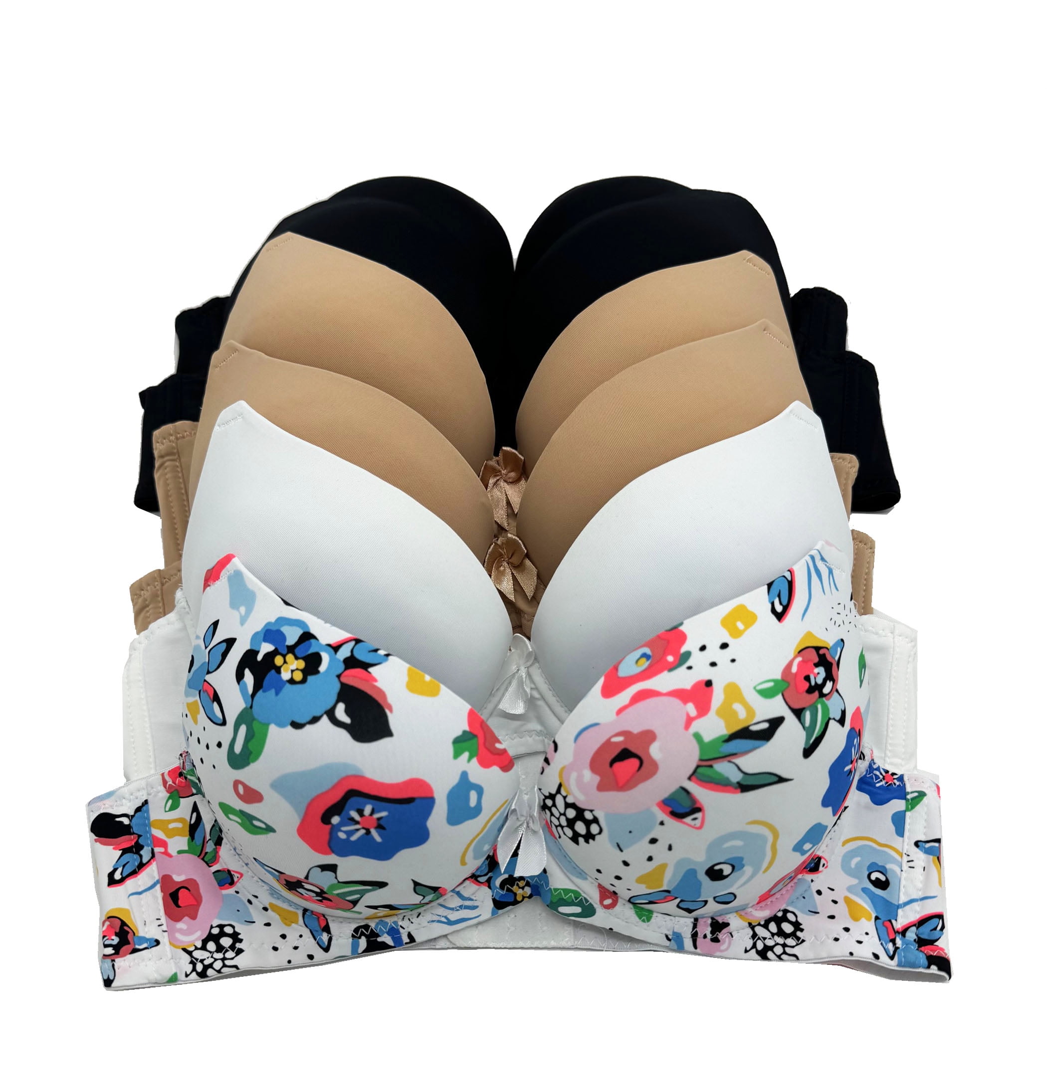 6 Pieces Gift ADD 1 Cup Full Cup Demi Wired Double Pushup Push Up Bra B/C (36B)
