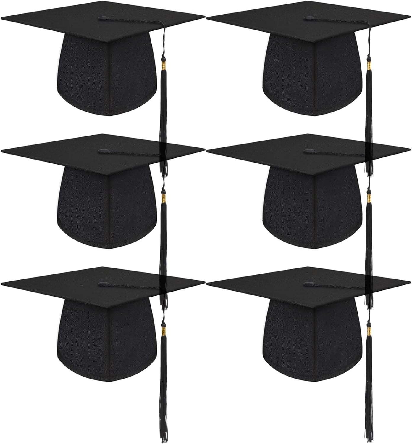 6 Pieces Graduation Caps,Black Graduation Caps with Tassel Adjustable ...
