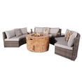 thumbnail image 1 of 6-Pieces Gray Aluminum Halfmoon Sectional Seating with Round Grain Firepit, 1 of 8