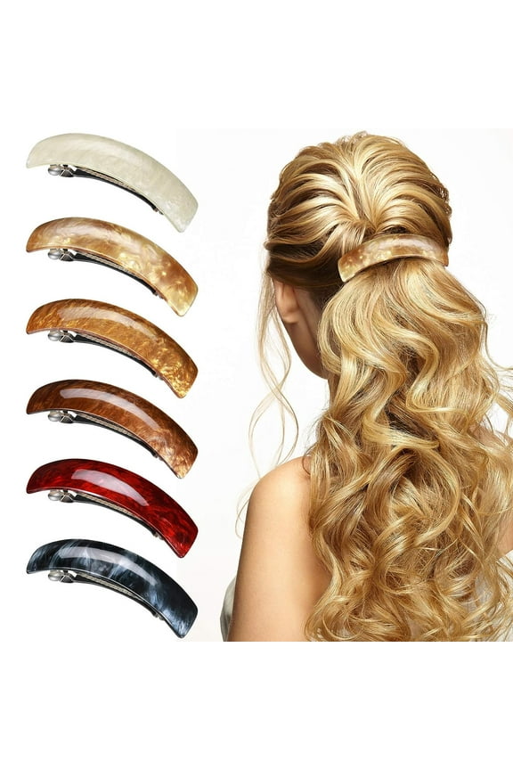 6 Pieces Hair Barrettes for Women, Large French Hair Clip Retro Hair Clasp, 6 Colors