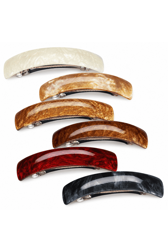 Retro Hair Barrettes, Multicolor, 6 Count