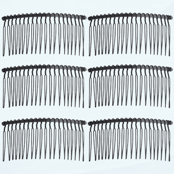 6 Pieces Hair Comb Clips, 20 Teeth Metal Hair Side Combs Wire Twist Combs Bridal Wedding Veil Combs Decorative Hair Comb Accessory for Women and Girls (Black)