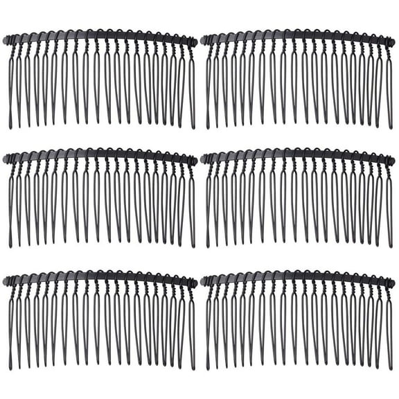 6 Pieces Hair Comb Clips, 20 Teeth Metal Hair Side Combs Wire Twist Combs Bridal Wedding Veil Combs Decorative Hair Comb Accessory for Women and Girls (Black)