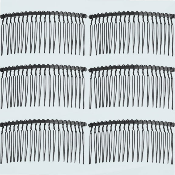 6 Pieces Hair Comb Clips, 20 Teeth Metal Hair Side Combs Wire Twist Combs Bridal Wedding Veil Combs Decorative Hair Comb Accessory for Women and Girls (Black)
