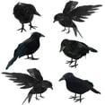 thumbnail image 1 of 6 Pieces Halloween Black Crows Feathered Crows Realistic Looking Ravens Large Handmade Black Crow for Halloween Decoration Halloween Party Supplies, 1 of 7