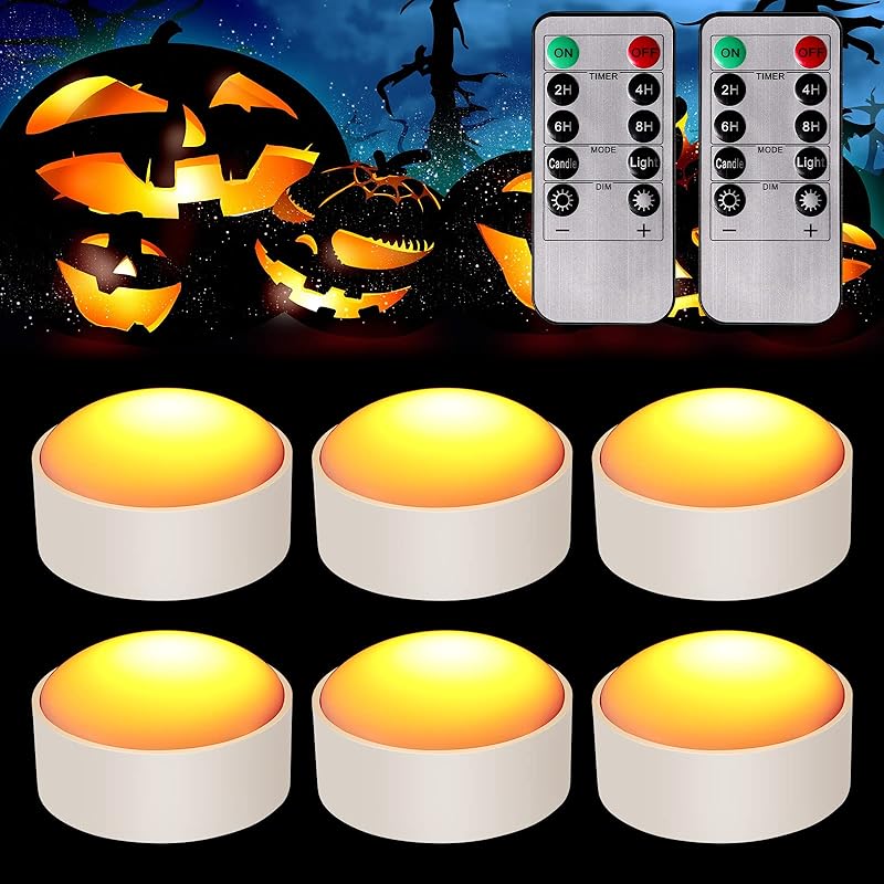 6 Pieces Halloween Pumpkin Lights with Remote and Timer LED Pumpkin ...