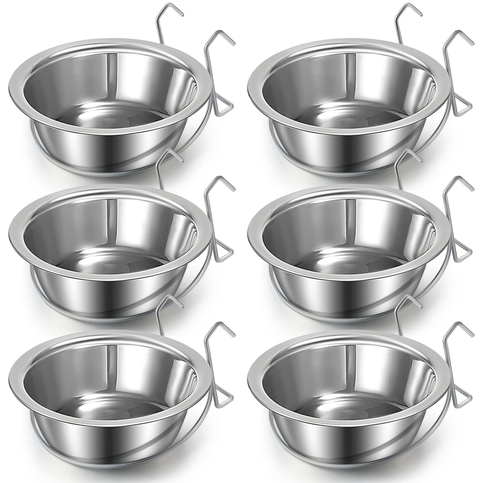6 Pieces Hanging Pet TMA2 Bowl Dog Crate Bowl with Holder Stainless ...