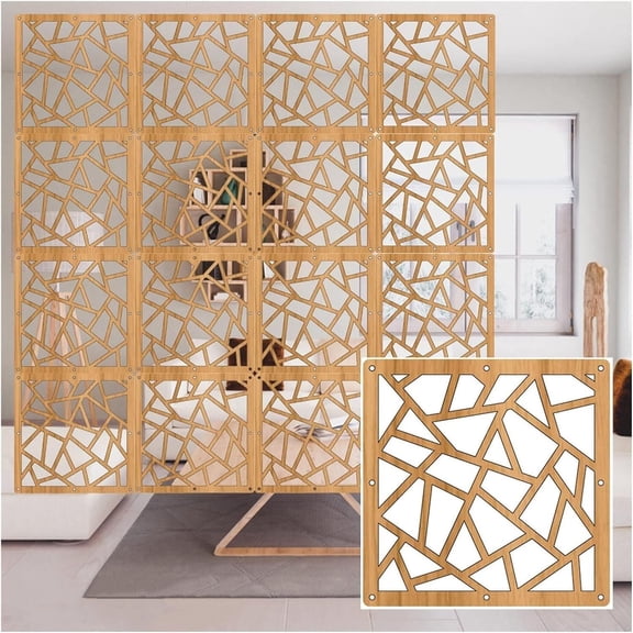 6 Pieces Hanging Room Divider Panel, 29cm Square Hanging Screen Panel, Openwork Wood and Plastic Partition Panel, Partition Panels