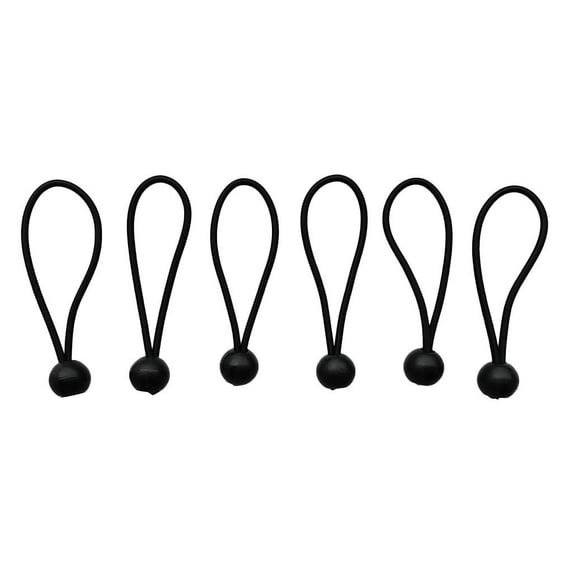 6 Pieces Heavy Duty Ball Cord Tarp Tent Tie Down Tope Black 6 inch