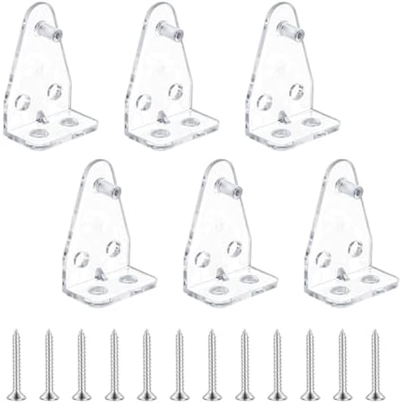 6 Pieces Hold Down Bracket 1 Inch Mini Brackets for Blinds Clear Plastic Blind Brackets Holder Blinds Bottom Rail Hold Clips Replacements Blind Parts with Install Screws for Windows Doors