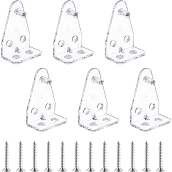 6 Pieces Hold Down Bracket 1 Inch Mini Brackets for Blinds Clear Plastic Blind Brackets Holder Blinds Bottom Rail Hold Clips Replacements Blind Parts with Install Screws for Windows Doors