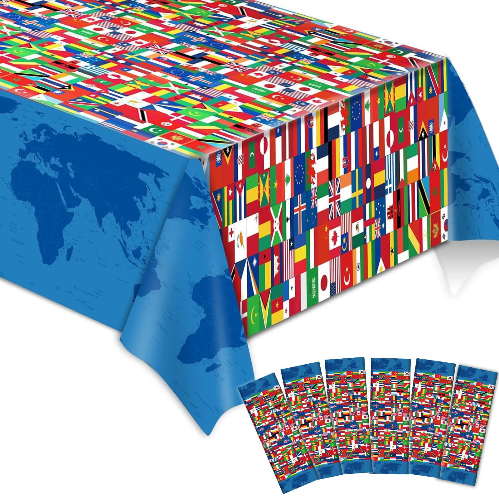 6 Pieces International Flag Tablecover World Party Tablecloth ...