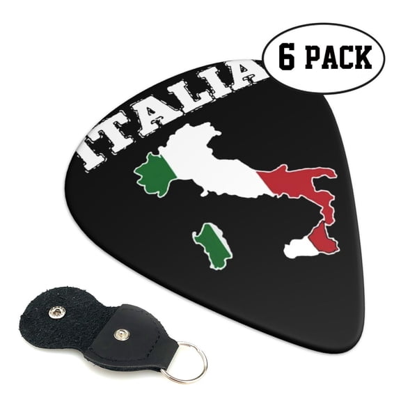 6 Pieces Italy Map Flag Guitar Picks for Guitar Bass Music Instruments with 1 Pick Leather Pick Holder