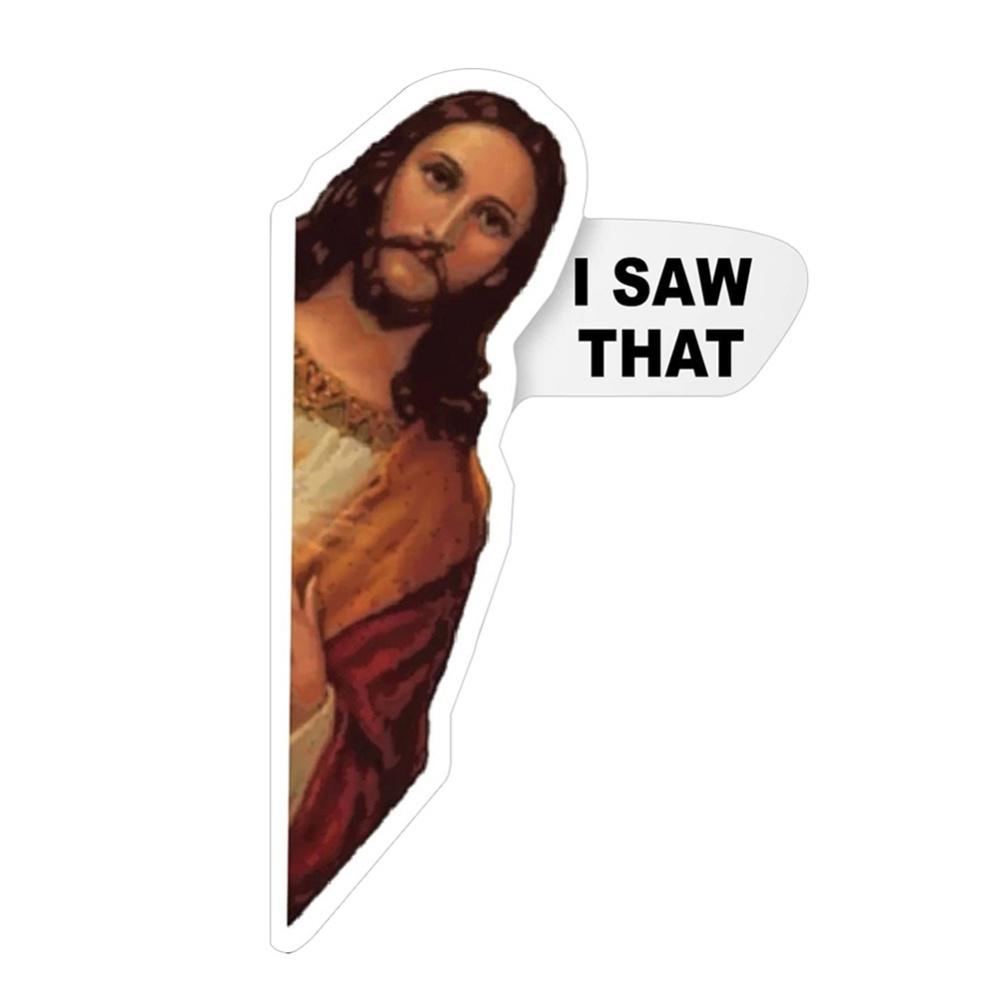 6 Pieces Jesus I Saw That Sticker Funny Jesus Vinyl Stickers for Car Vehicle Truck Window Laptop Skateboard Water Bottle Guitar,3 Inch