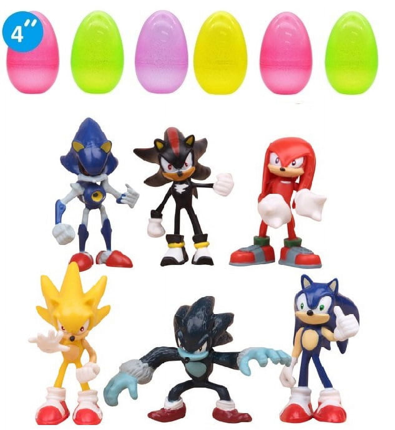 6 Pieces Jumbo Size Easter Eggs and 6 Pcs Metal Sonic Figure - Perfect for Basket Stuffers, Easter Egg Fillers, Party Favors, Goodie Bag Fillers, Pinata Toys and More