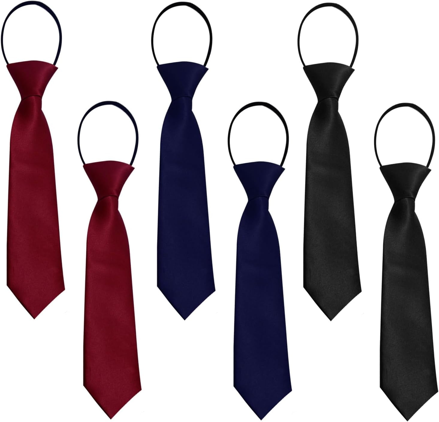 6 Pieces Kids Tie,3 Colors Tie,Elastic Neck Tie,Adjustable Pre-Tied Tie,School Tie,Plain Colored Formal Tie for Boys Girls for Wedding Graduation School Uniforms Children's Performance