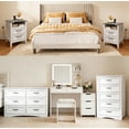 thumbnail image 1 of 6 Pieces Kingsize Bedroom Furniture Set,Includes Kingsize Bed Frame,Vinaty with 5 Storage,5-Drawers Dressers,6-Drawers Dressers,Nightstand Sets with Mental Handles for Bedroom,White, 1 of 24