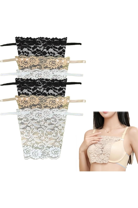 6 Pieces Lace Clip-on Mock Camisole Bra, Insert Overlay Modesty Panels for Low Cut Tops Camisole Tops