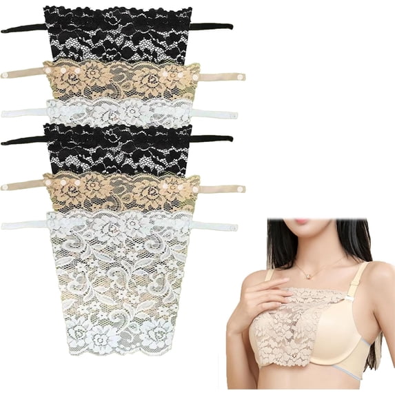 Modesty Overlay 6 Pieces Lace Clip-on Mock Camisole Bra, Insert Overlay Modesty Panels ...