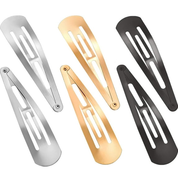 6 Pieces Large Metal Snap Hair Clips Non-slip Hair Barrettes Snap Hair Barrettes Hairpins for Girls Women Hair Accessories(Black)