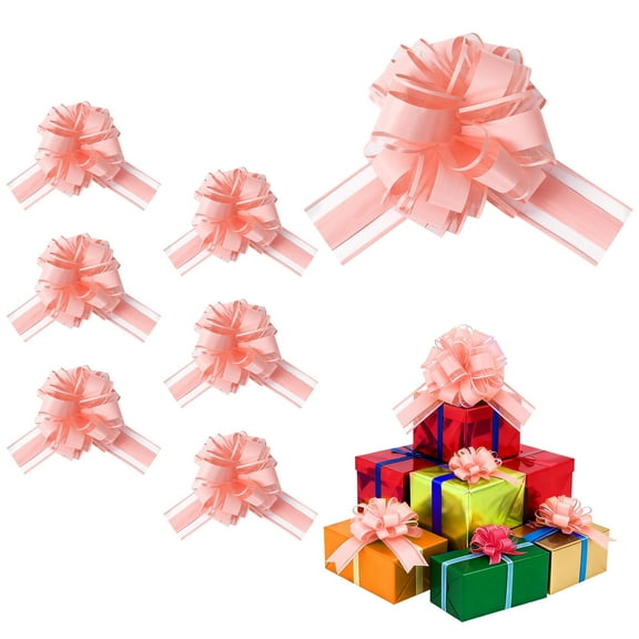 LoomJoyz 6 Pieces Large Pull Bows, Pink Gift Bow, 6 inches, Party Gift Wedding Ribbon Bows for Wrapping Boxes or Flower Decorations, Day Present Decoration Bow(Dusty Pink)
