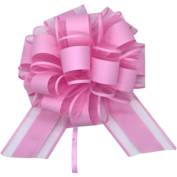 6 Pieces Large Pull Bows, Pink Gift Bow, 6 inches, Party Gift Wedding Ribbon Bows for Wrapping Boxes or Flower Decorations, Day Present Decoration Bow(Pink)