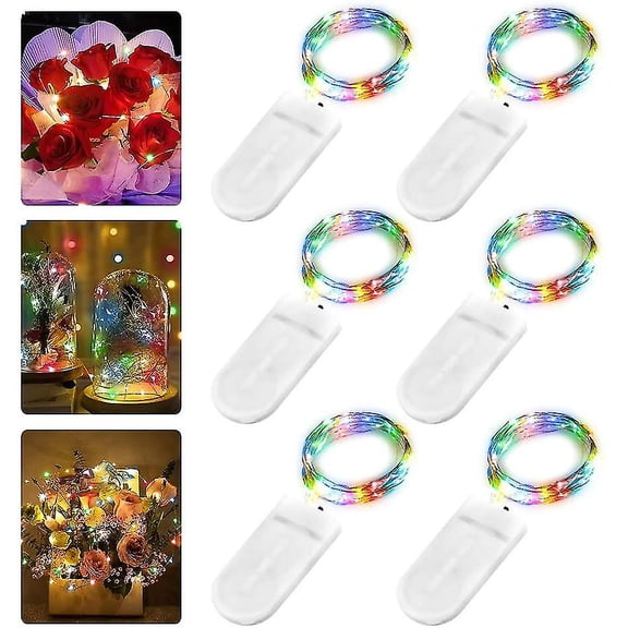 6 Pieces Led Light Chain Battery, 2M Led Copper Wire Light Chain Light