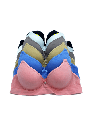 6 Pieces Wire Free No Padding Teenager Girl Cotton Junior Training Bra A  Cup 36A (6273-51RE5) 