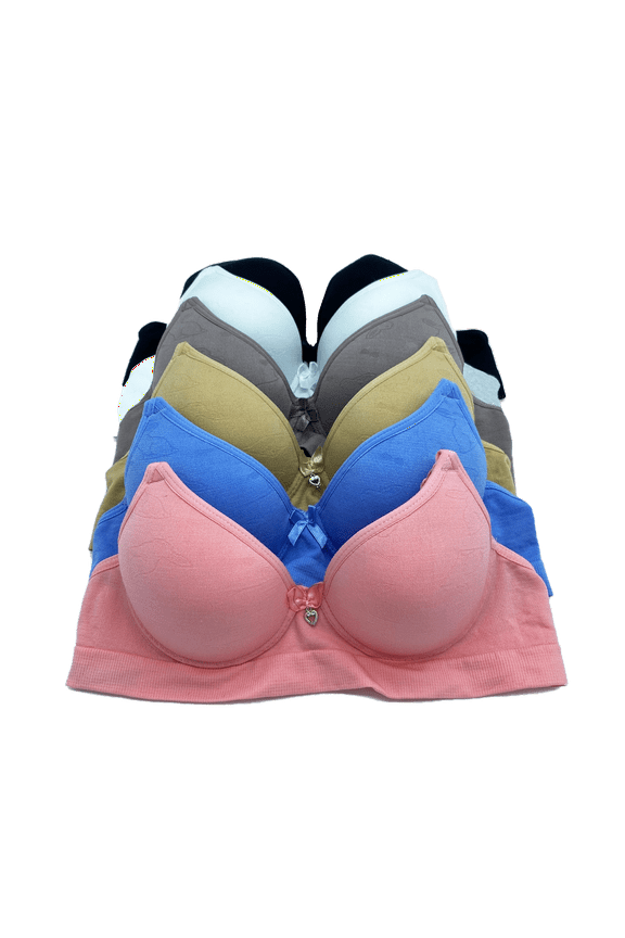 6 Pieces Light Padded Youth Teenager Wired Junior Training Bra 30A 32A 34A 36A 30A (09051wal)