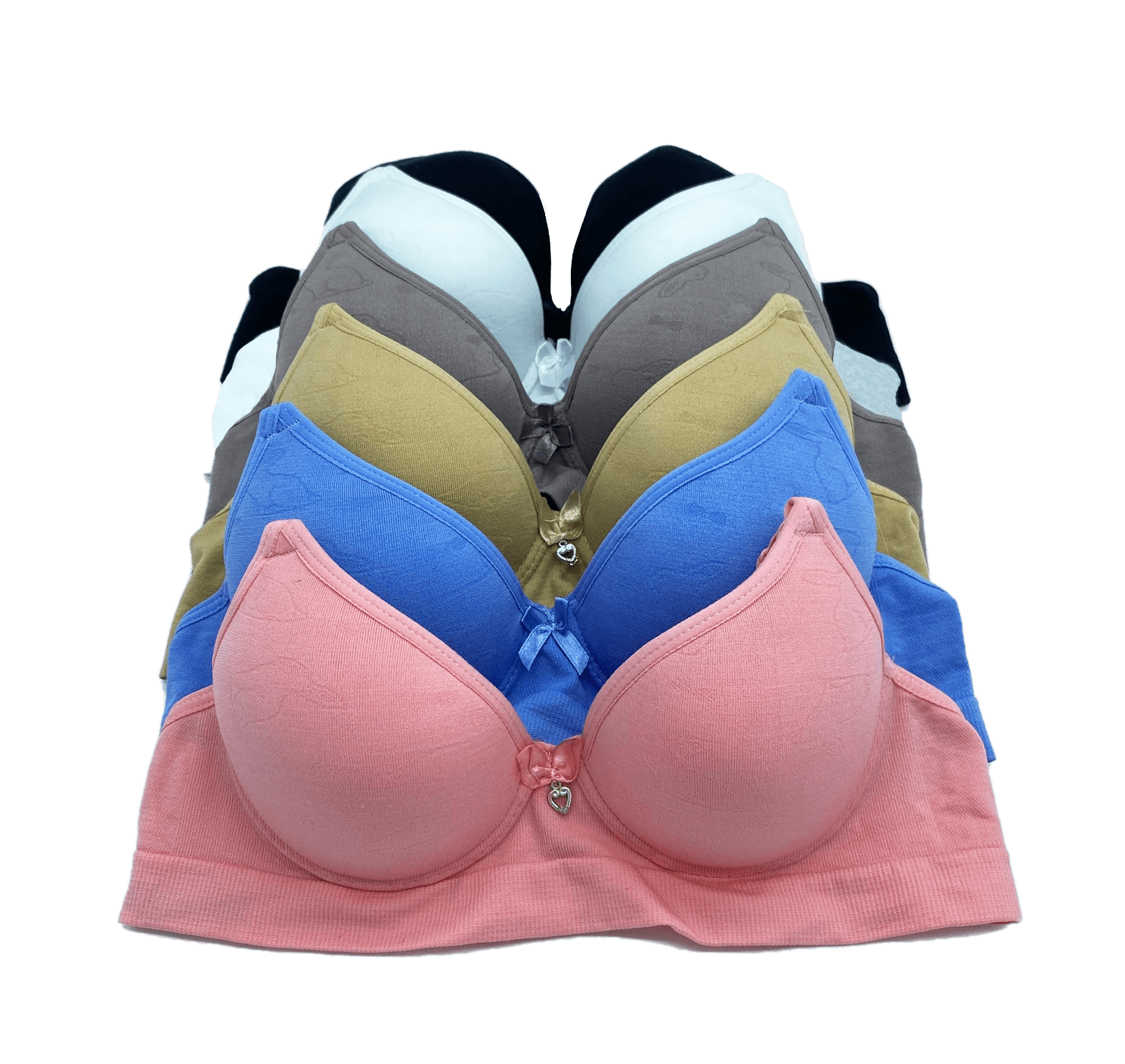 6 Pieces Light Padded Youth Teenager Wired Junior Training Bra 30A 32A 34A 36A 36A (09051wal)