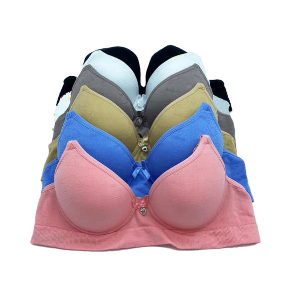 6 Pieces Light Padded Youth Teenager Wired Junior Training Bra 30A 32A 34A 36A 36A (09051wal)