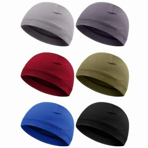 6 Pieces Men Skull Caps Cotton Beanies Sleep Hats Multifunctional Helmet Liner Cap for Men and Women