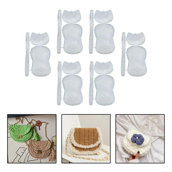 6 Pieces Mesh Canvas Sheets Accessory Handmade Clear Handbag Frame Sewing Supplies for Making Bag Knit Crochet Projects Bag Purse