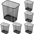 thumbnail image 1 of 6 Pieces Mesh Square Trash Cans 4 Gallons Wire Wastebasket for Home Black Metal Office Garbage Cans Rectangular Open Top Trash Bin for Kitchen Bathroom Bedroom Dorm Room, 11.7 x 8.5 x 11.8 Inch, 1 of 7