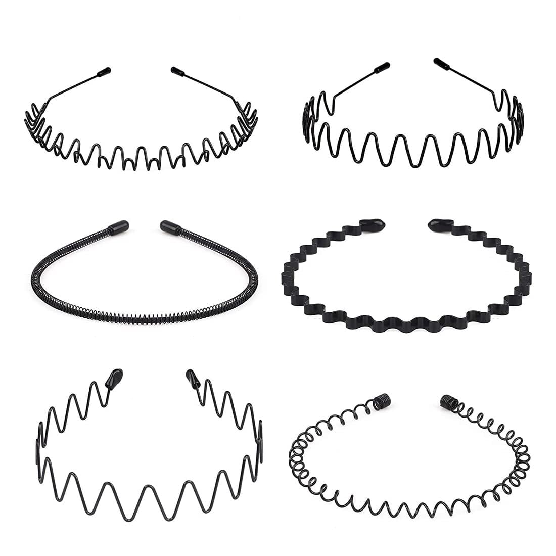 6 Pieces Metal Headbands Wavy Hairband Spring Hair Hoop Sports Fashion