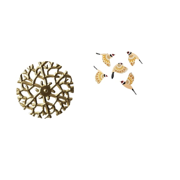 6 Pieces Metal Wall Decor Wooden Bird Hanging Sculpture Artistic Wrought Iron Ornament for Home Office Bedroom