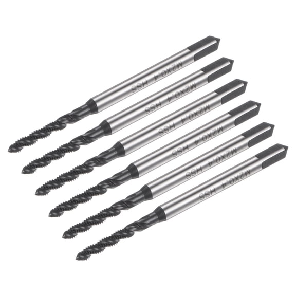 6 Pieces Metric Spiral Flute Thread Taps M2 x 0.4 H2 Nitride Coated Screw Threading Tap Tapping Tools