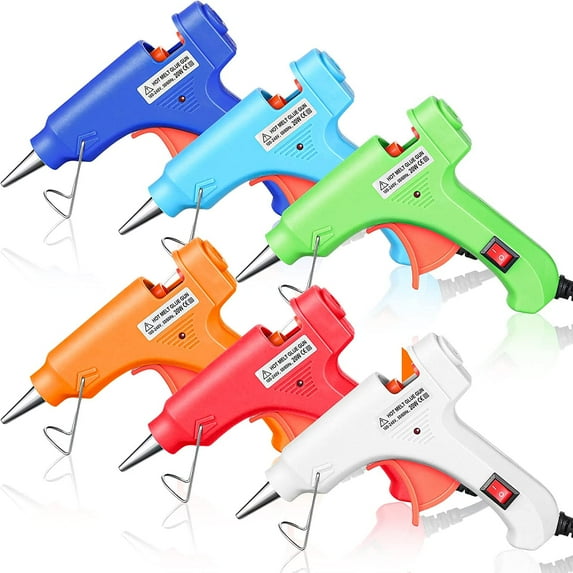 6 Pieces Mini Hot Glue Gun Crafts Hot Melt Guns Fast Preheating and Easy Squeeze Trigger for School DIY Arts Class Projects Office Home Quick Repairs (Multicolored)
