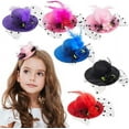 thumbnail image 1 of 6 Pieces Mini Tea Party Hats for Girls, Clip-On Design - Fancy Hair Fascinators for Women and Girls, Tiny Hat Hair Clips for Tea Party Favors (4 Inches), 1 of 7