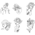 thumbnail image 1 of 6 Pieces Minimalist Abstract Figure Wall Decals Modern Women Face Sticker Line Drawing Flowers Decals Vinyl DIY Art Decor for Living Room Bedroom Wall Sticker Vinyl Transfer DIY, 1 of 8