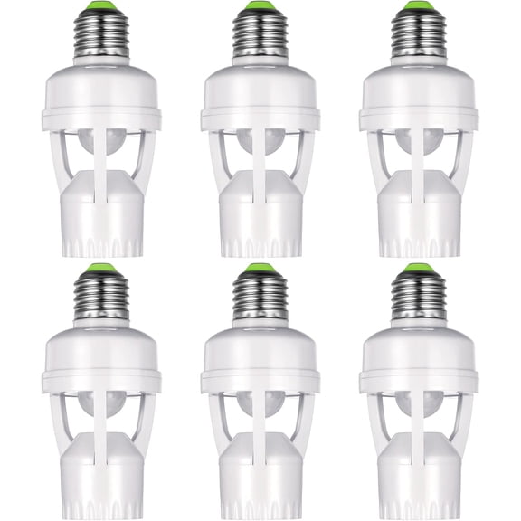 6 Pieces Motion Sensor Light Socket Smart Screw in Light Bulb Outlet Compatible with E26/e27 Motion Activated Bulb Holder Adapter Automatic Control for Garage Storage Room