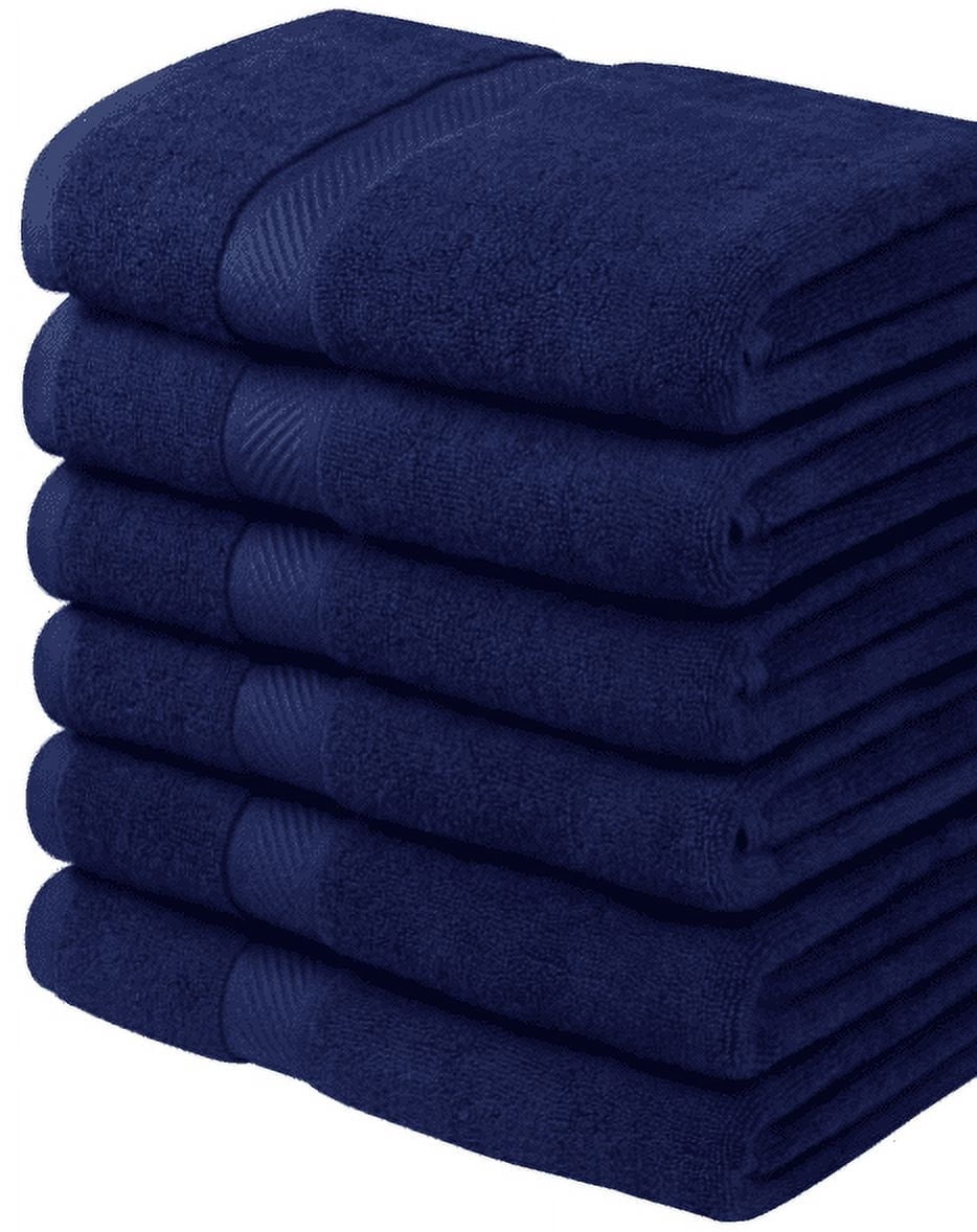 "6-Piece Set, Cool Navy Bath Towels, Quick Dry, Soft & Light, Extra ...
