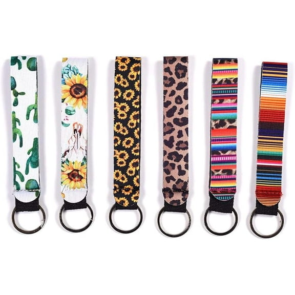 6 Pieces Neoprene Wristlet Keychain bulk Lanyard Hand Wrist Strap Keychain for Women