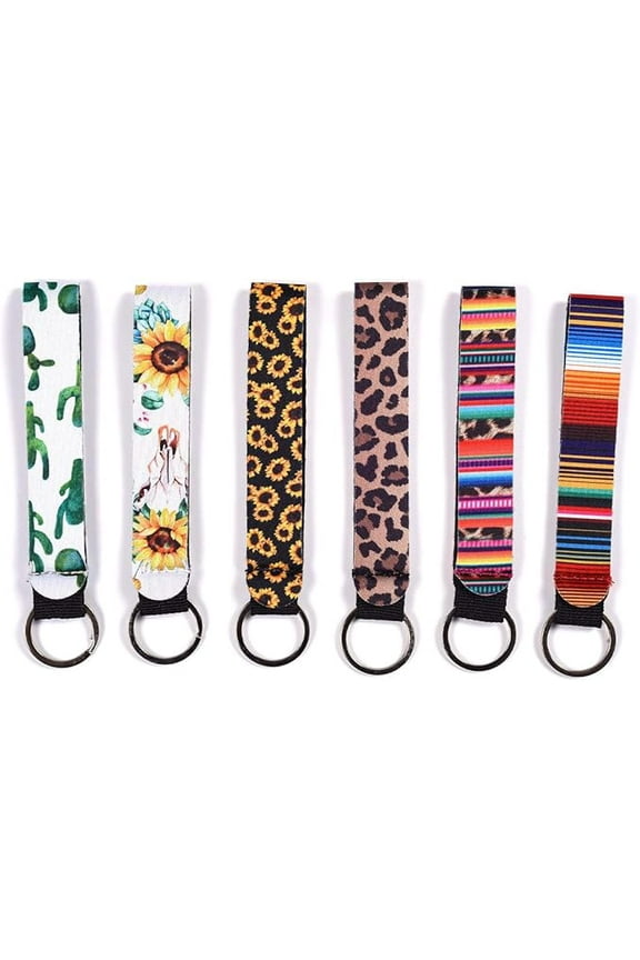 6 Pieces Neoprene Wristlet Keychain bulk Lanyard Hand Wrist Strap Keychain for Women