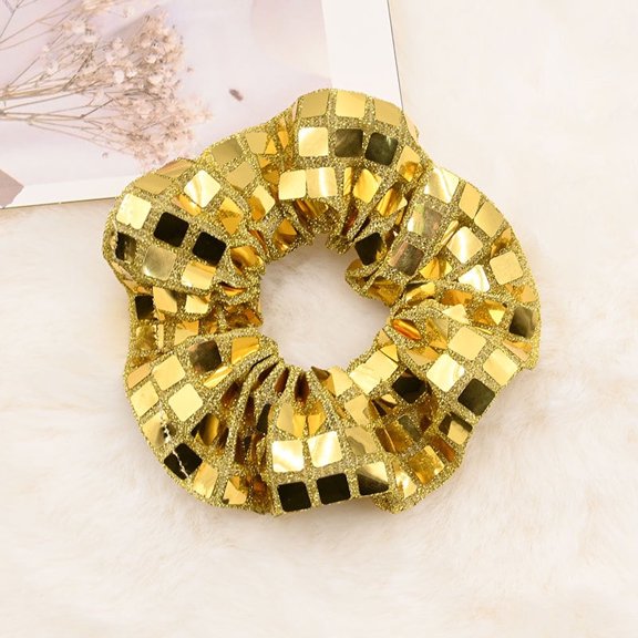 6 Pieces New Cross-Border Silver Scrunchies for Women, High-End Hair Ties for the Back of the Head, Fabric Hair Bands, Light Luxury Hair Accessories